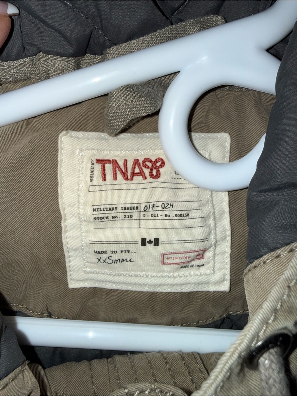 Aritzia TNA Military Jacket 017-024 Khaki Hooded Utility Coat XXS - Picture 12 of 12